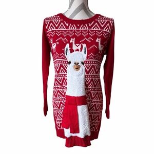 Women’s United States Sweaters Red Llama Holiday Pullover – Size M